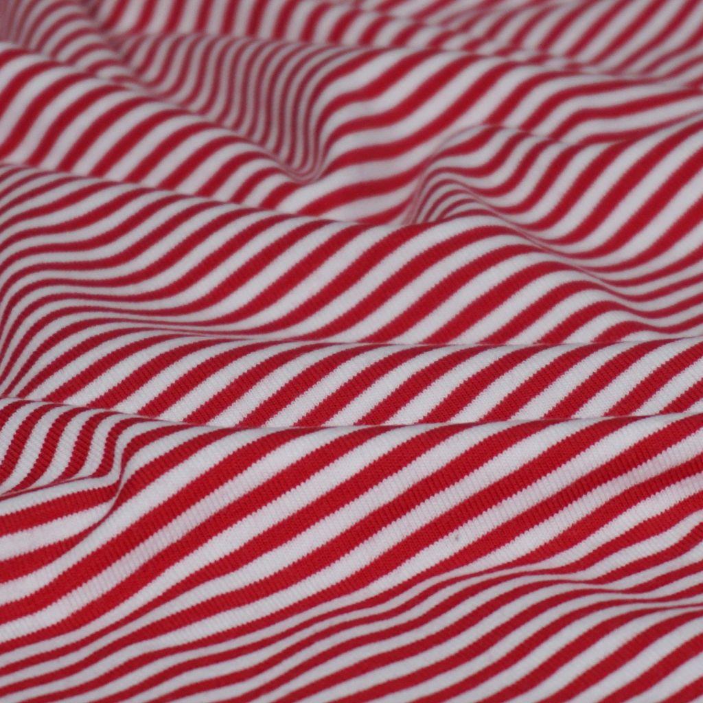 Baumwolljersey Streifen 3mm rot weiß gestreift